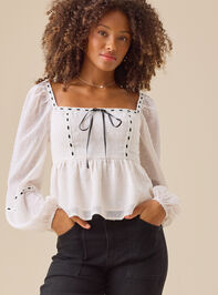 Gemma Ribbon Babydoll Top Detail 6 - TULLABEE
