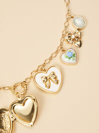 Bow Heart Charm Necklace Detail 4 - TULLABEE