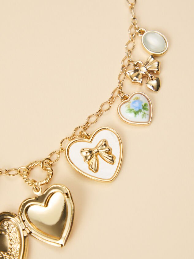 Bow Heart Charm Necklace Detail 4 - TULLABEE