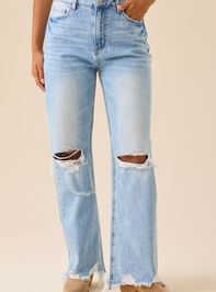 Rhea Distressed Straight Jeans Detail 2 - TULLABEE