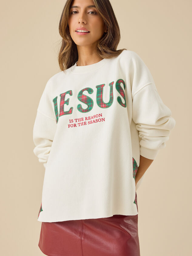 Jesus is the Reason Plaid Pullover Detail 5 - TULLABEE