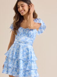 Roxie Floral Satin Mini Dress Detail 2 - TULLABEE
