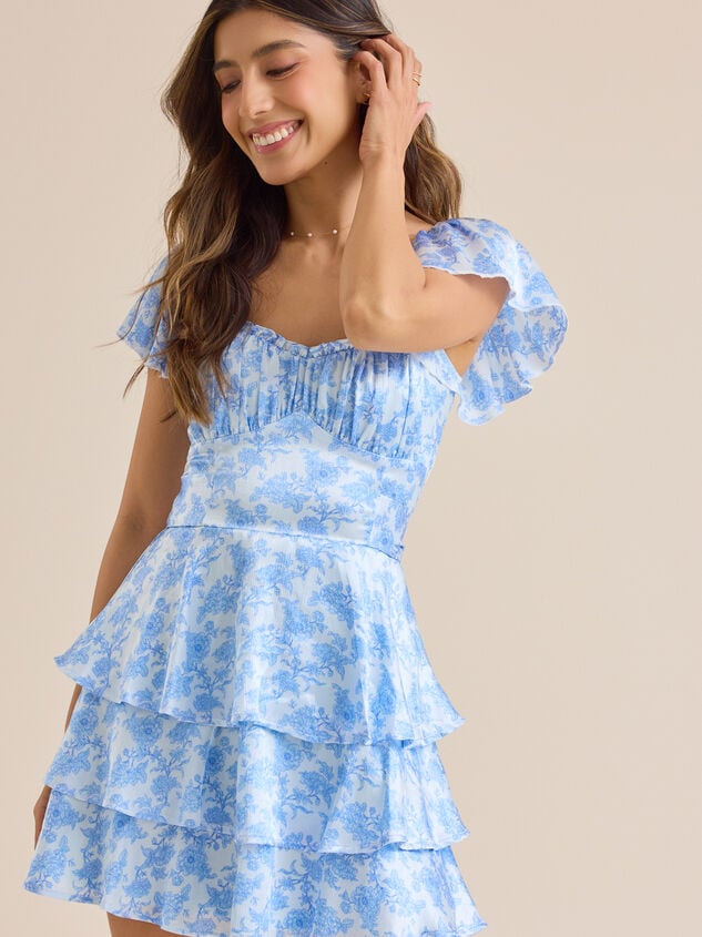 Roxie Floral Satin Mini Dress Detail 2 - TULLABEE