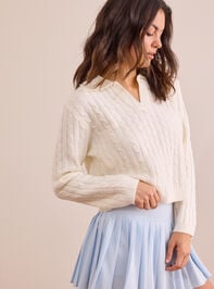 Court Crush Cable Knit Sweater Detail 3 - TULLABEE