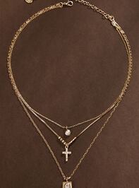 Layered Cross Charm Necklace - TULLABEE