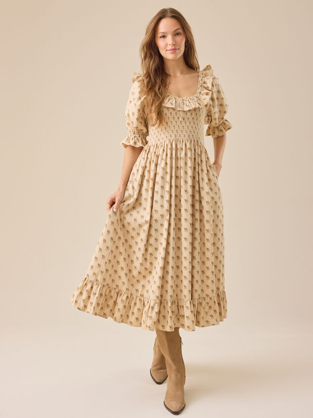 Anne Floral Corduroy Mama Dress Detail 2 - TULLABEE