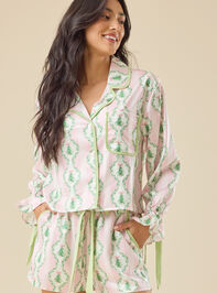 Blythe Satin Christmas Sleep Top Detail 2 - TULLABEE