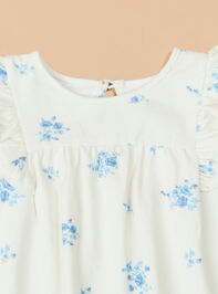 Polly Floral Flutter Dress Detail 3 - TULLABEE