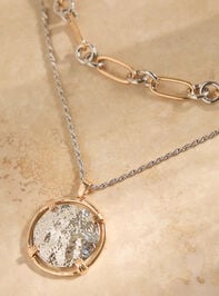 Layered Mixed Metal Coin Necklace - TULLABEE
