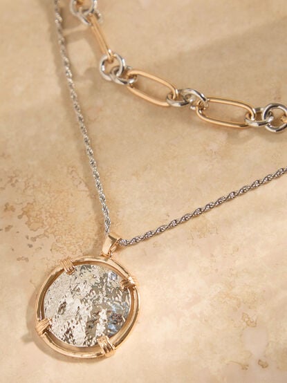 Layered Mixed Metal Coin Necklace - TULLABEE