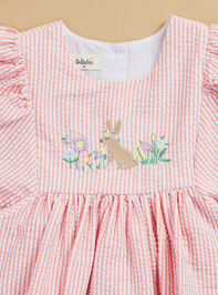 Kenzie Toddler Puff Sleeve Stripe Bunny Dress Detail 3 - TULLABEE