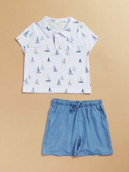 Sails Up Polo Shirt and Shorts Set - TULLABEE
