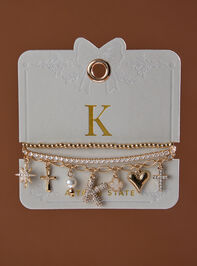 Bubble Monogram Charm Bracelet Set - K - TULLABEE