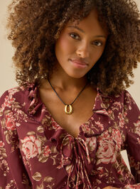 Serenity Floral Tie Front Top Detail 3 - TULLABEE
