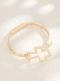 Hammered Open Cross Hinge Bracelet Detail 3 - TULLABEE