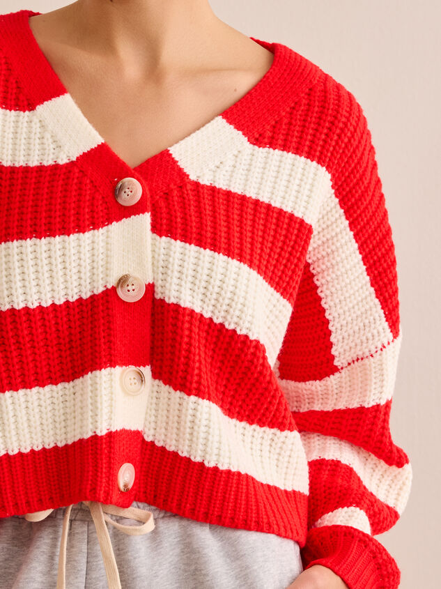 Lined Up Striped Cardigan Detail 2 - TULLABEE