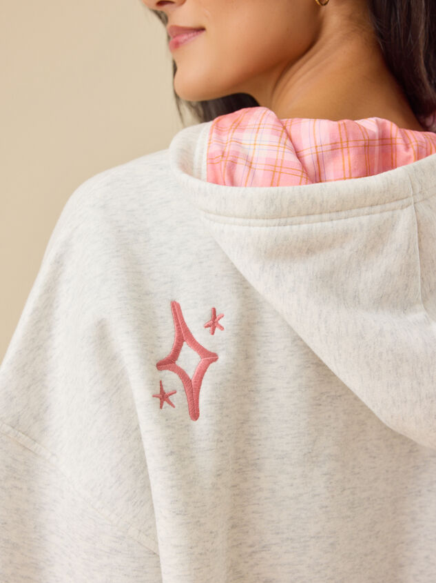 Plaid Bow Embroidered Sweatshirt Detail 4 - TULLABEE
