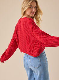 Makayla Waffle Cropped Sweater Detail 5 - TULLABEE