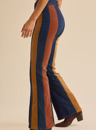 Nova High Rise Suede Stripe Flare Pant Detail 4 - TULLABEE