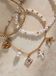 Talia 3PK Pearl Charm Dangle Bracelets - TULLABEE