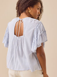 Delilah Striped Flutter Sleeve Top Detail 3 - TULLABEE