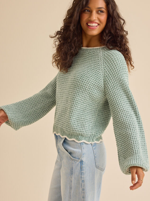 Amber Scalloped Trim Sweater Detail 4 - TULLABEE
