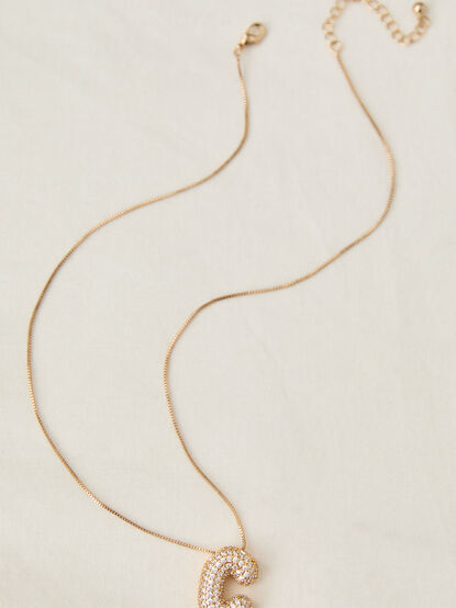 18K Gold Monogram Charm Necklace - C - TULLABEE