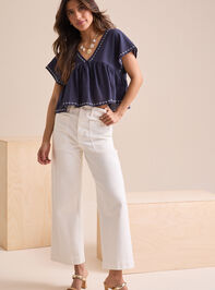 Phia Embroidered Trim Top - TULLABEE