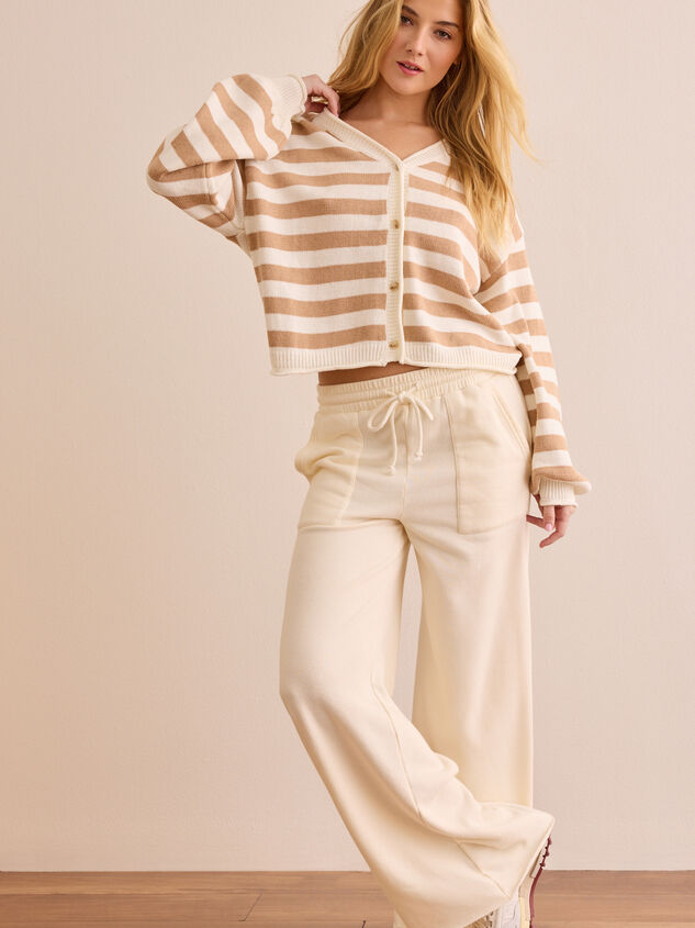 Serve Stripe Button Up Cardigan Detail 2 - TULLABEE