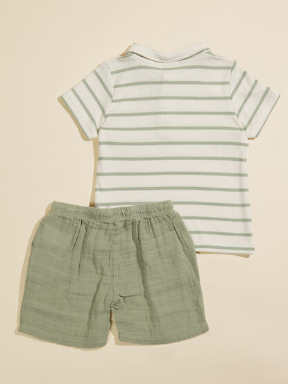 Collin Striped Polo Top and Shorts Set - TULLABEE