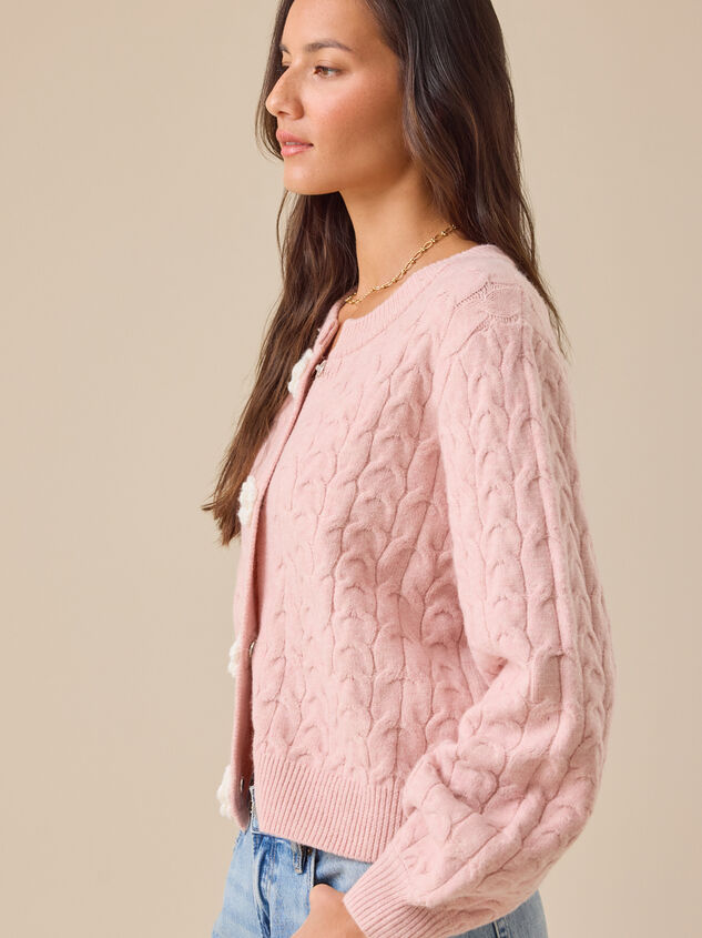 Rose Cable Knit Flower Cardigan Detail 4 - TULLABEE