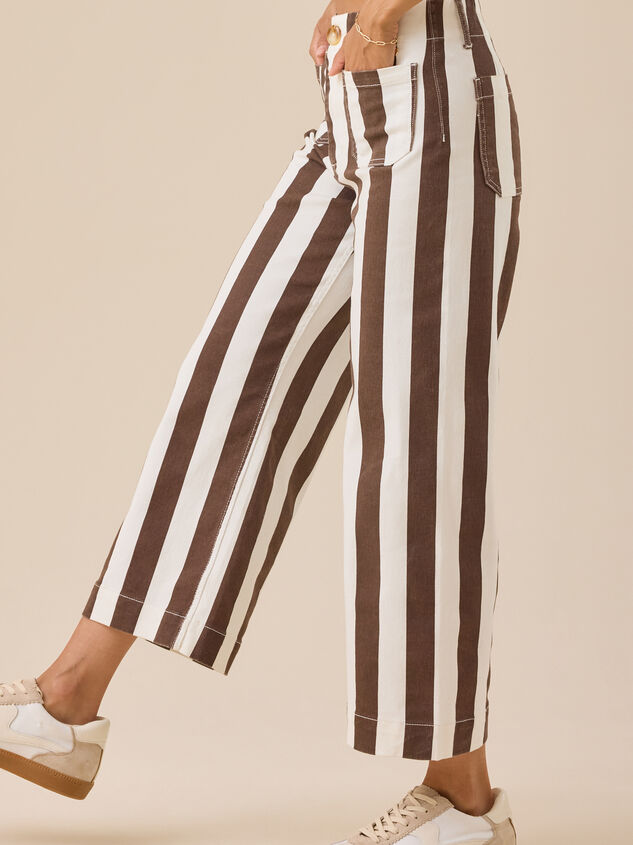 Coco High Rise Cabana Stripe Crop Pants Detail 4 - TULLABEE