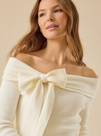 Elena Off Shoulder Bow Sweater Detail 2 - TULLABEE