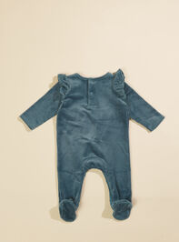 Allie Ribbed Velour Footie and Bow Set by MudPie Detail 3 - TULLABEE