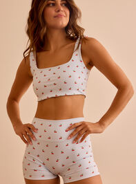 Move Free Cherry Print Bike Shorts Detail 6 - TULLABEE