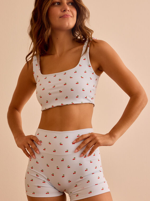 Move Free Cherry Print Bike Shorts Detail 6 - TULLABEE
