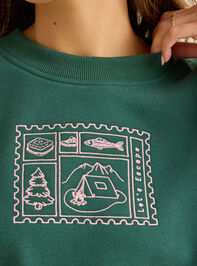 Let's Escape Embroidered Sweatshirt Detail 2 - TULLABEE