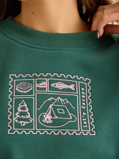 Let's Escape Embroidered Sweatshirt - TULLABEE