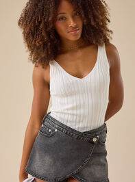 Lorelei Scoop Overlay Denim Mini Skort - TULLABEE