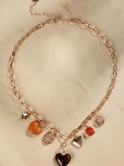 Heart Charm Dangle Necklace - TULLABEE