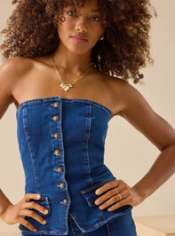 Keri Strapless Denim Jumpsuit Detail 2 - TULLABEE