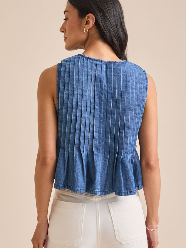 Braleigh Denim Pleated Top Detail 5 - TULLABEE