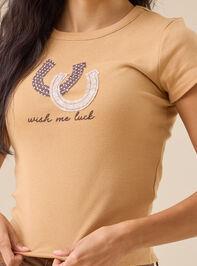 Wish Me Luck Baby Tee Detail 2 - TULLABEE