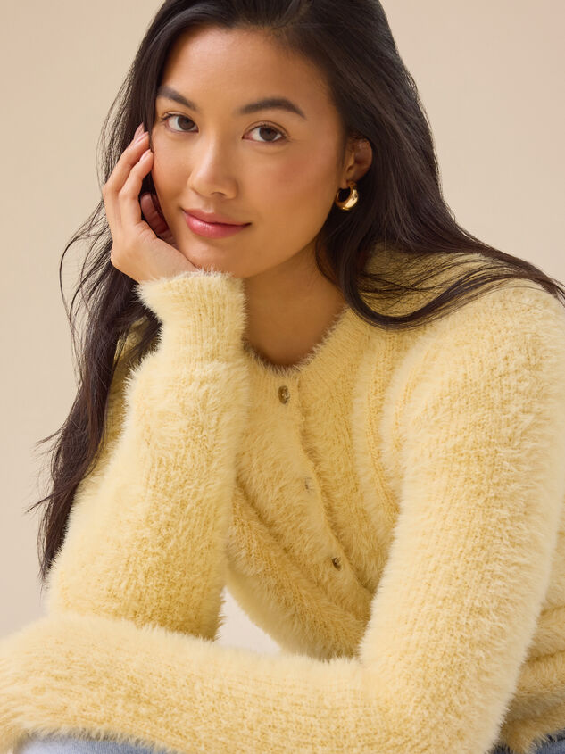 Camelia Fuzzy Cardigan Detail 3 - TULLABEE