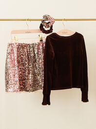 Bethany Toddler Velvet Top and Sequin Skirt Detail 2 - TULLABEE
