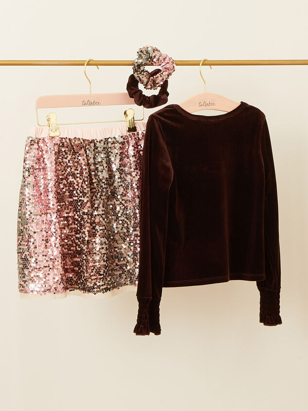 Bethany Toddler Velvet Top and Sequin Skirt Detail 2 - TULLABEE