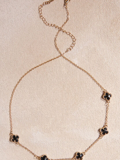 Black Crystal Clover Choker - TULLABEE