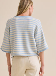 Iris Striped Roll Neck Cardigan Detail 6 - TULLABEE