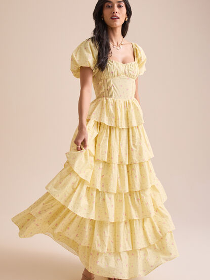Amy Floral Tiered Maxi Dress - TULLABEE