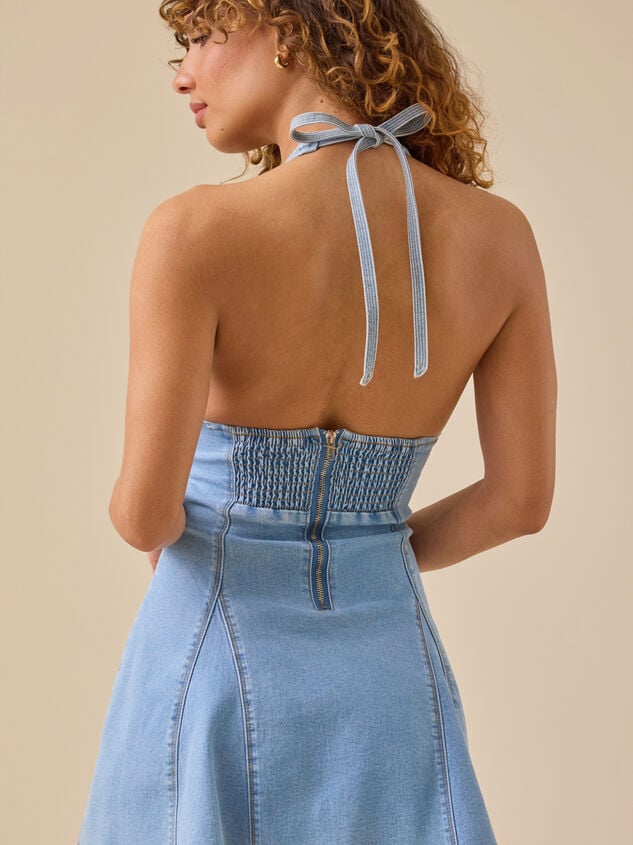 Easton Denim Mini Dress Detail 2 - TULLABEE